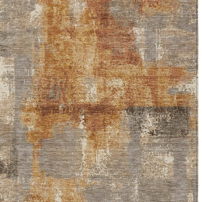 10' X 14' Taupe And Gray Abstract Washable Indoor Outdoor Area Rug HomeRoots