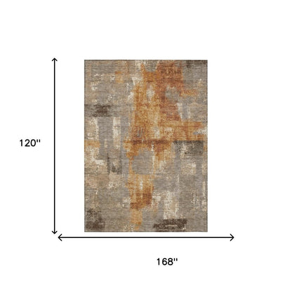 10' X 14' Taupe And Gray Abstract Washable Indoor Outdoor Area Rug HomeRoots