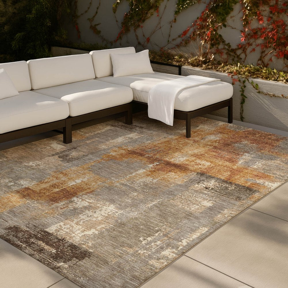 10' X 14' Taupe And Gray Abstract Washable Indoor Outdoor Area Rug HomeRoots