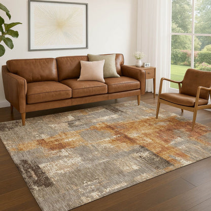 10' X 14' Taupe And Gray Abstract Washable Indoor Outdoor Area Rug HomeRoots