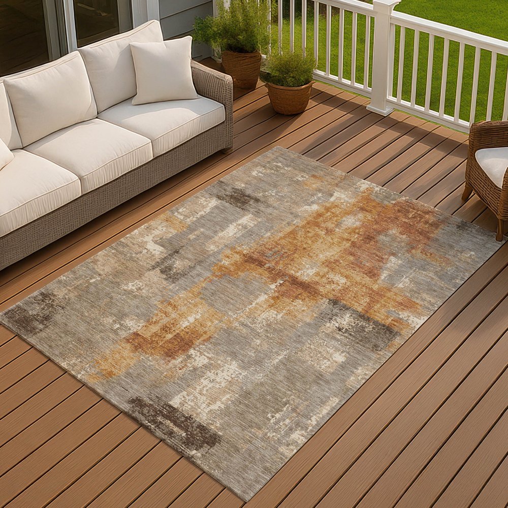 10' X 14' Taupe And Gray Abstract Washable Indoor Outdoor Area Rug HomeRoots