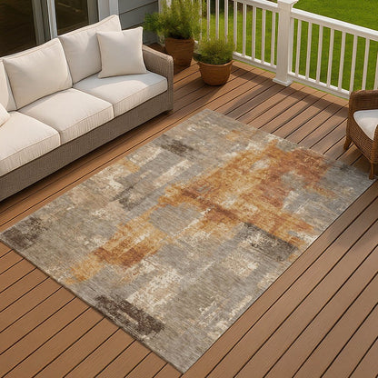 10' X 14' Taupe And Gray Abstract Washable Indoor Outdoor Area Rug HomeRoots