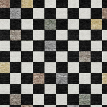 3' X 5' Black And Yellow Geometric Washable Indoor Outdoor Area Rug HomeRoots
