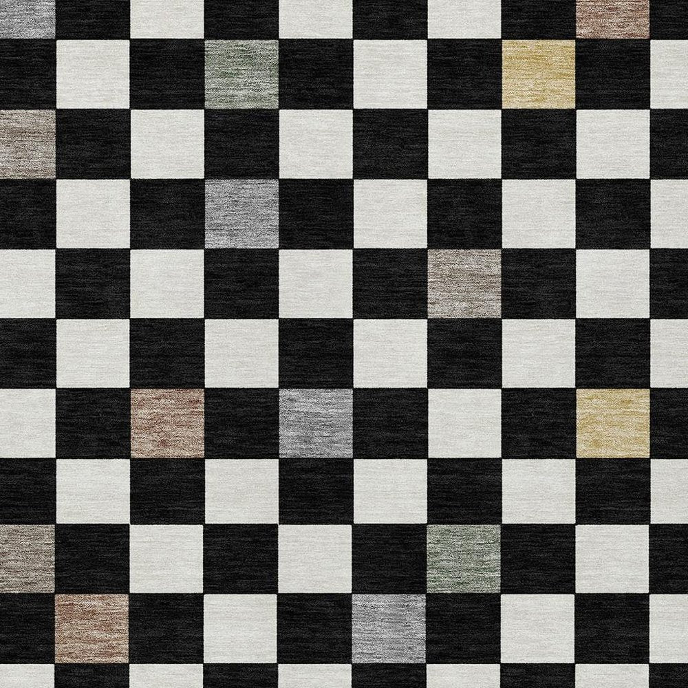 3' X 5' Black And Yellow Geometric Washable Indoor Outdoor Area Rug HomeRoots