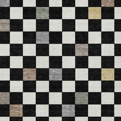 3' X 5' Black And Yellow Geometric Washable Indoor Outdoor Area Rug HomeRoots