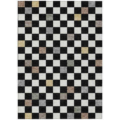 3' X 5' Black And Yellow Geometric Washable Indoor Outdoor Area Rug HomeRoots