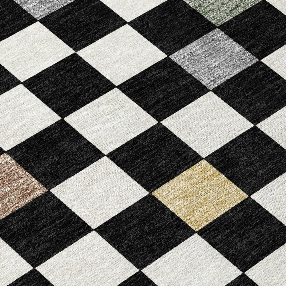 9' X 12' Black And Yellow Geometric Washable Indoor Outdoor Area Rug HomeRoots