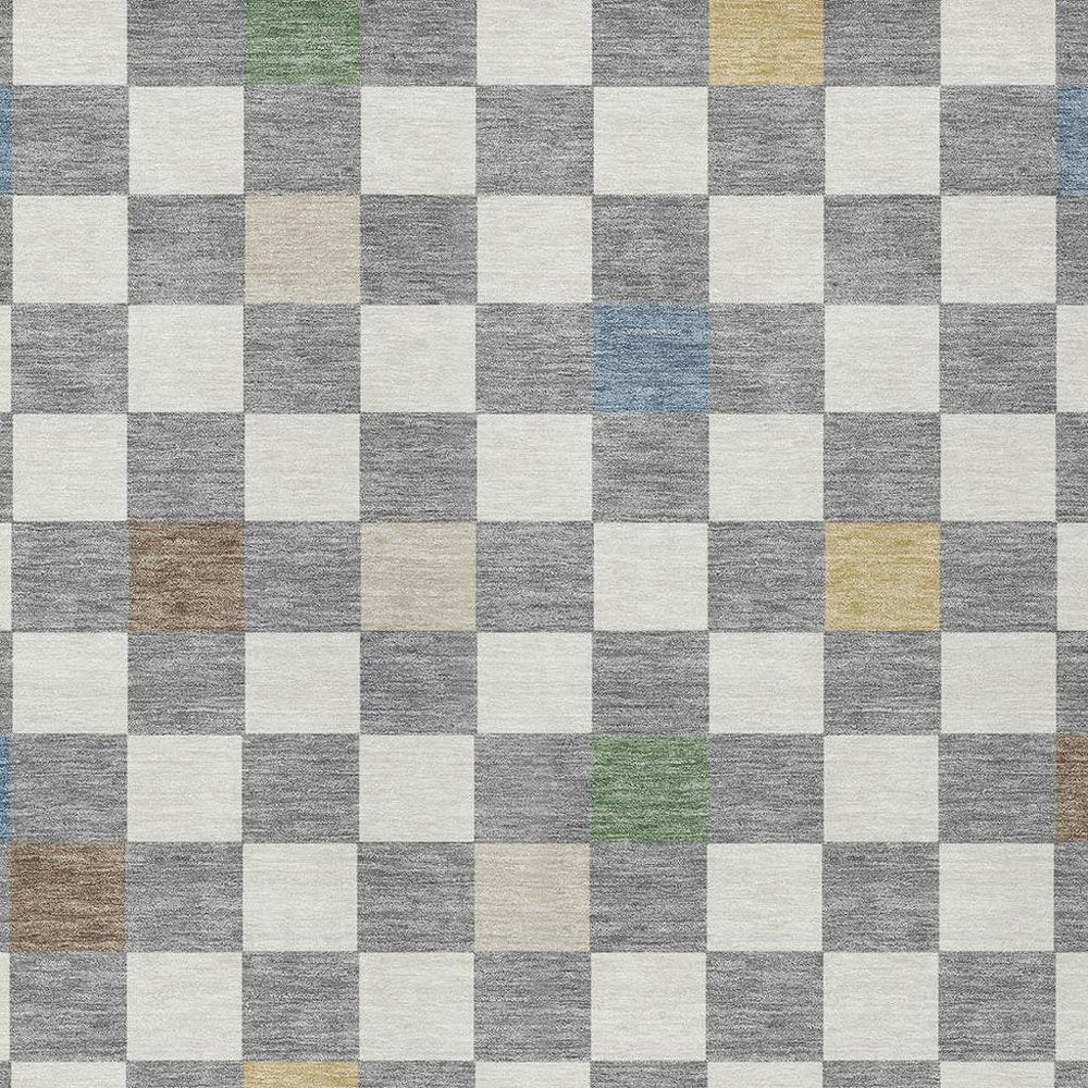 3' X 5' Gray And Beige Geometric Washable Indoor Outdoor Area Rug — view 4