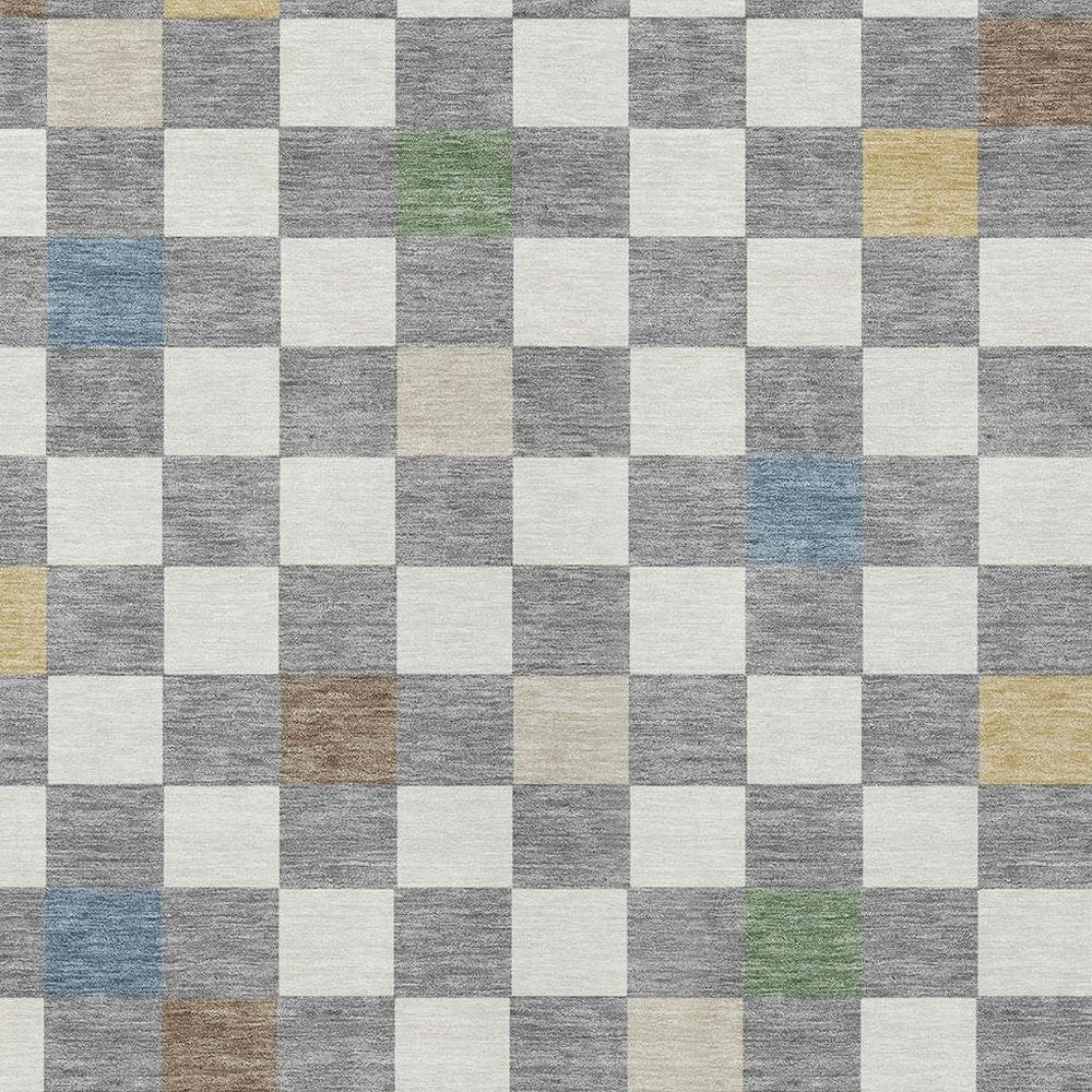 3' X 5' Gray And Beige Geometric Washable Indoor Outdoor Area Rug — view 8