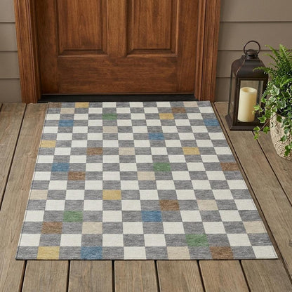 3' X 5' Gray And Beige Geometric Washable Indoor Outdoor Area Rug HomeRoots