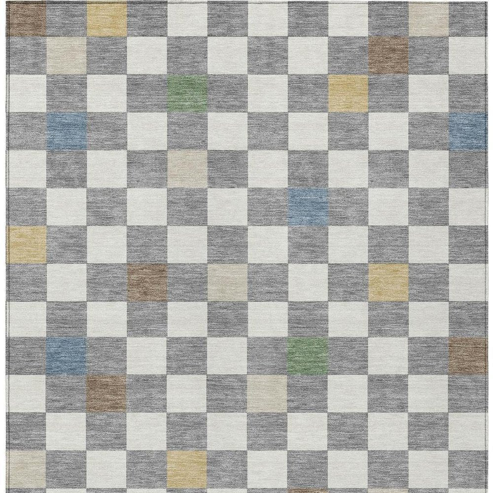 5' X 8' Gray And Beige Geometric Washable Indoor Outdoor Area Rug HomeRoots