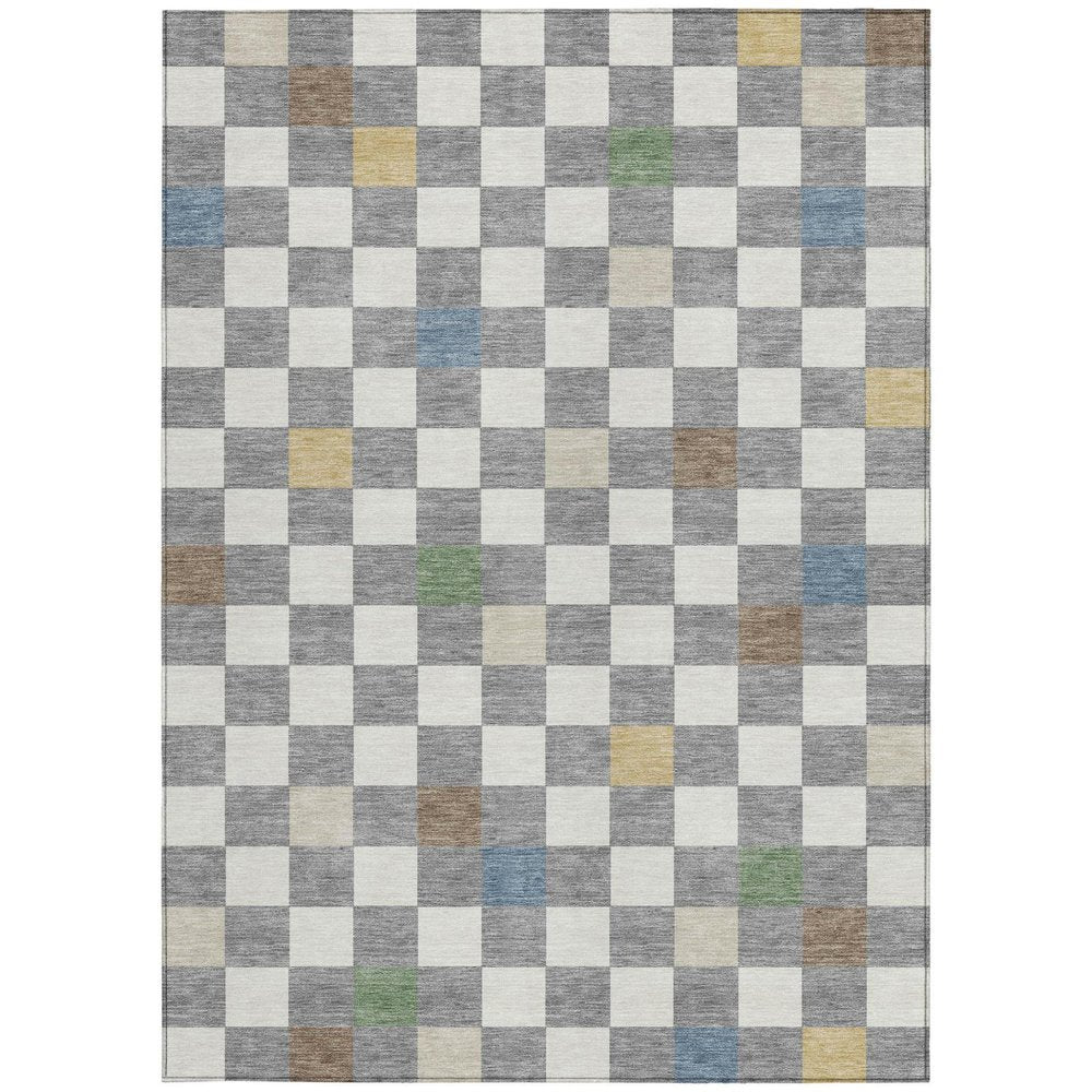 5' X 8' Gray And Beige Geometric Washable Indoor Outdoor Area Rug HomeRoots