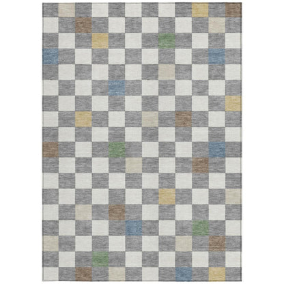 5' X 8' Gray And Beige Geometric Washable Indoor Outdoor Area Rug HomeRoots