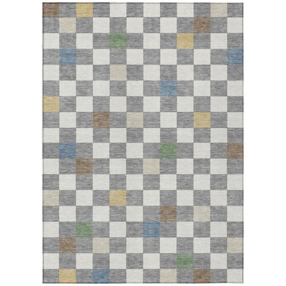 5' X 8' Gray And Beige Geometric Washable Indoor Outdoor Area Rug HomeRoots
