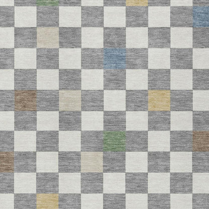 8' X 10' Gray And Beige Geometric Washable Indoor Outdoor Area Rug