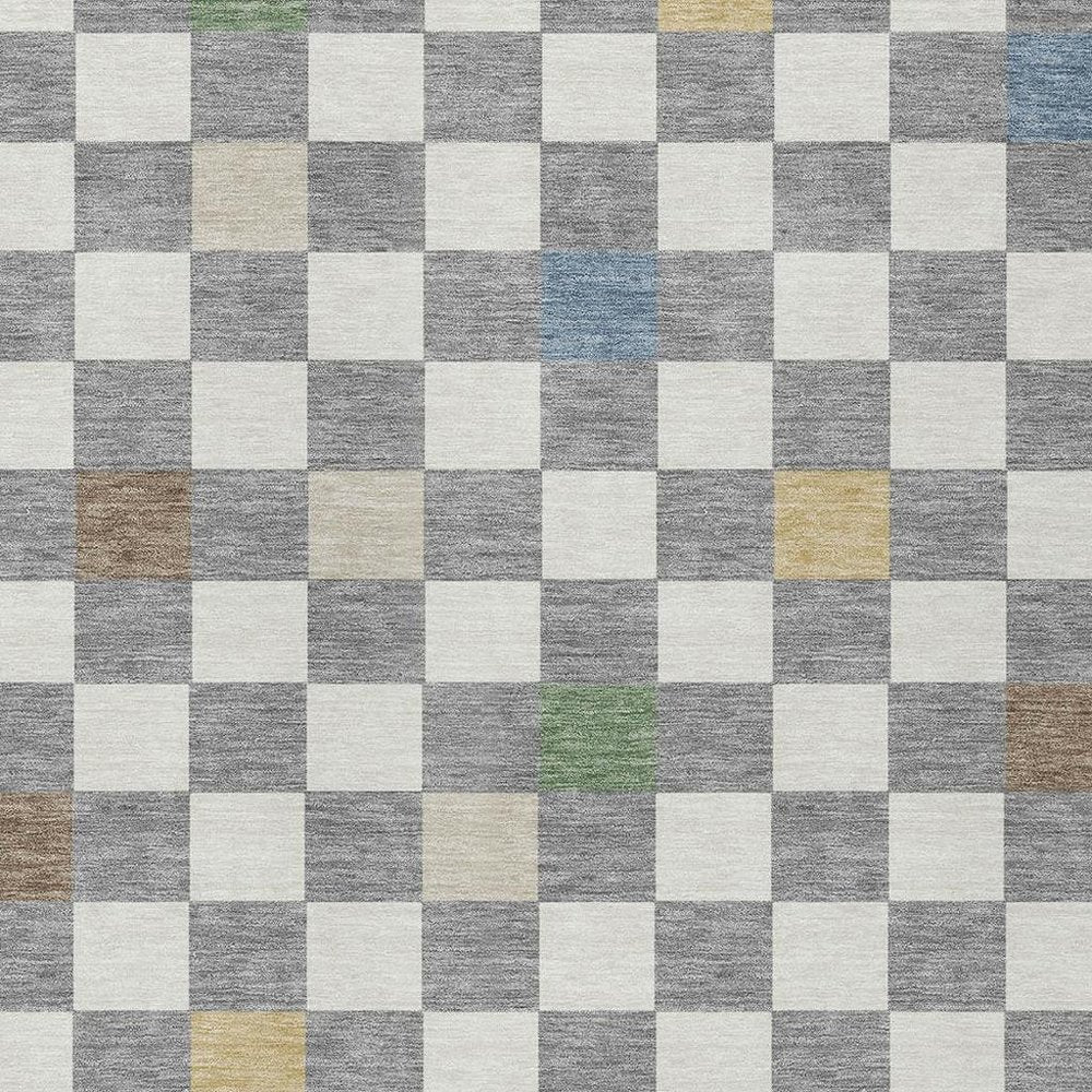 8' X 10' Gray And Beige Geometric Washable Indoor Outdoor Area Rug — view 4