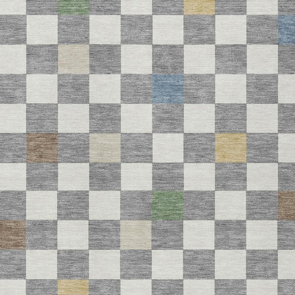 8' X 10' Gray And Beige Geometric Washable Indoor Outdoor Area Rug — view 8
