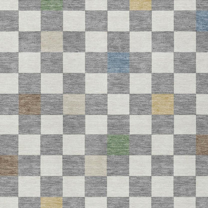 8' X 10' Gray And Beige Geometric Washable Indoor Outdoor Area Rug