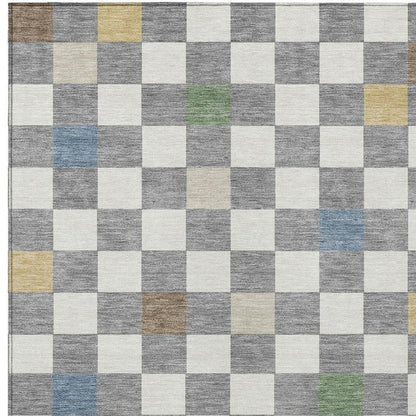 9' X 12' Gray And Beige Geometric Washable Indoor Outdoor Area Rug HomeRoots