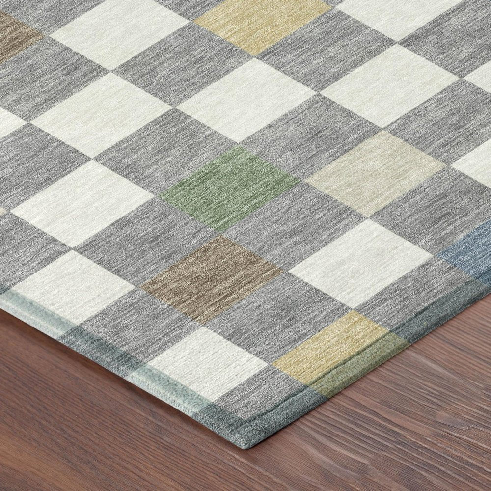 9' X 12' Gray And Beige Geometric Washable Indoor Outdoor Area Rug — view 2