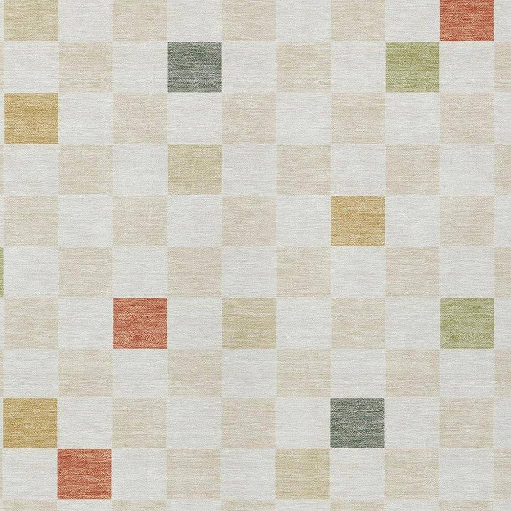 3' X 5' Ivory And Beige Geometric Washable Indoor Outdoor Area Rug — view 4
