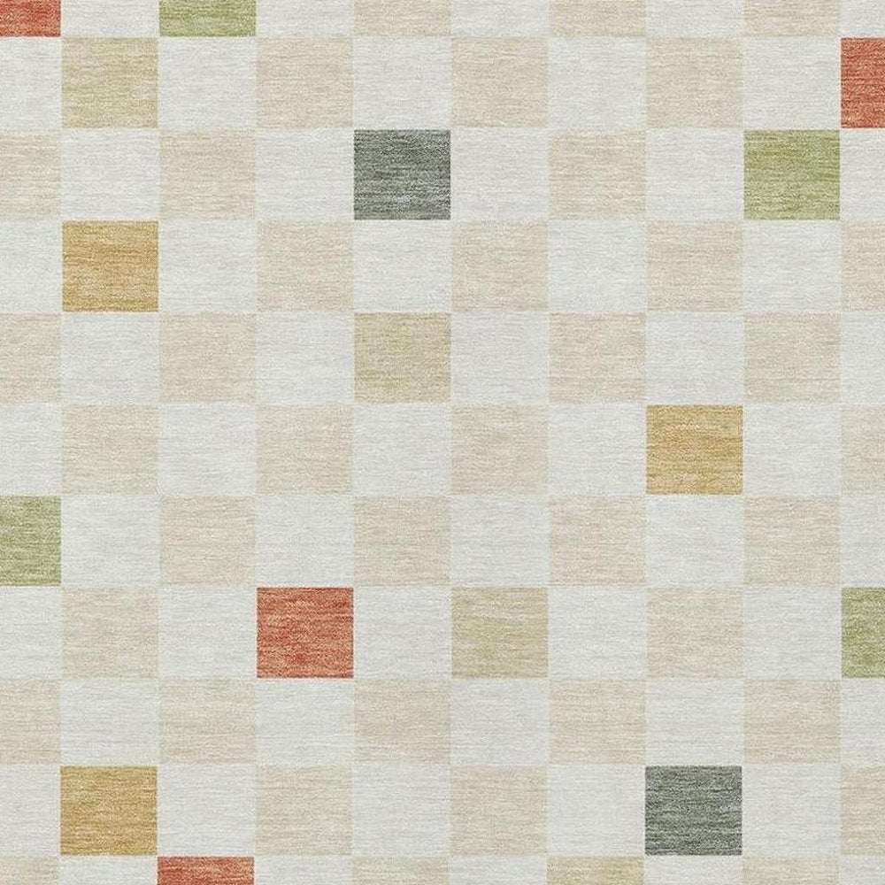 5' X 8' Ivory And Beige Geometric Washable Indoor Outdoor Area Rug HomeRoots
