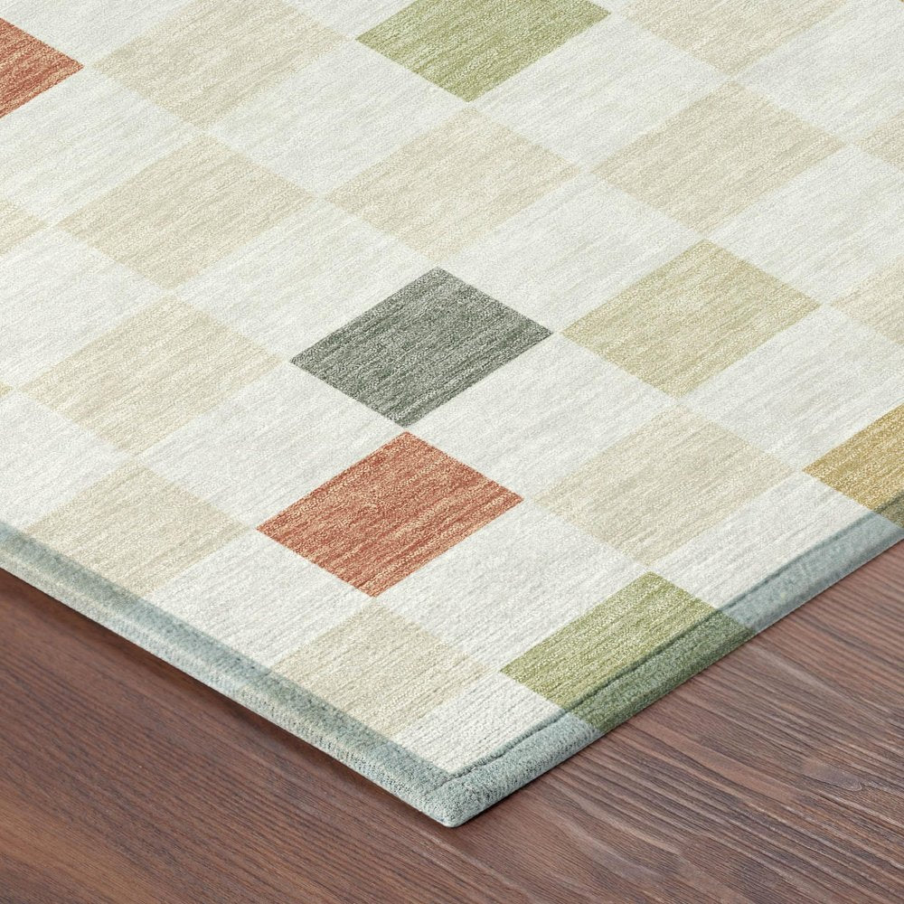 5' X 8' Ivory And Beige Geometric Washable Indoor Outdoor Area Rug HomeRoots