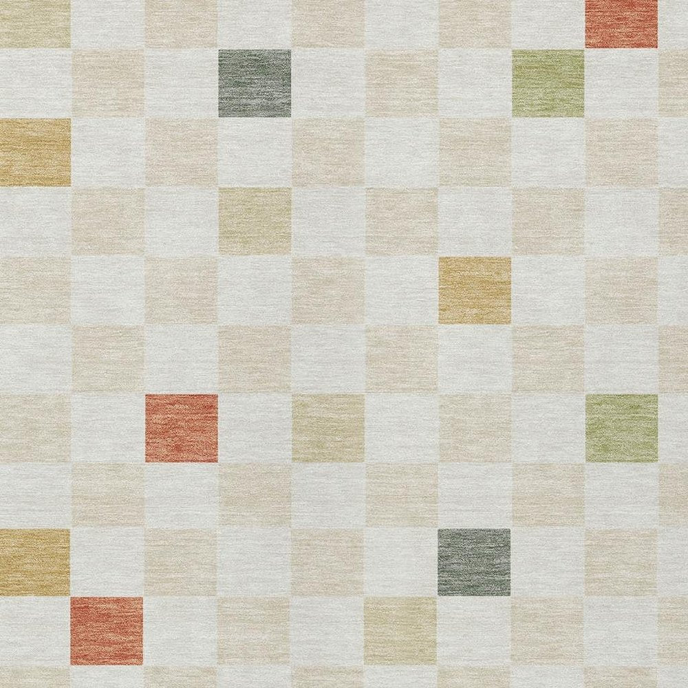 8' X 10' Ivory And Beige Geometric Washable Indoor Outdoor Area Rug — view 4