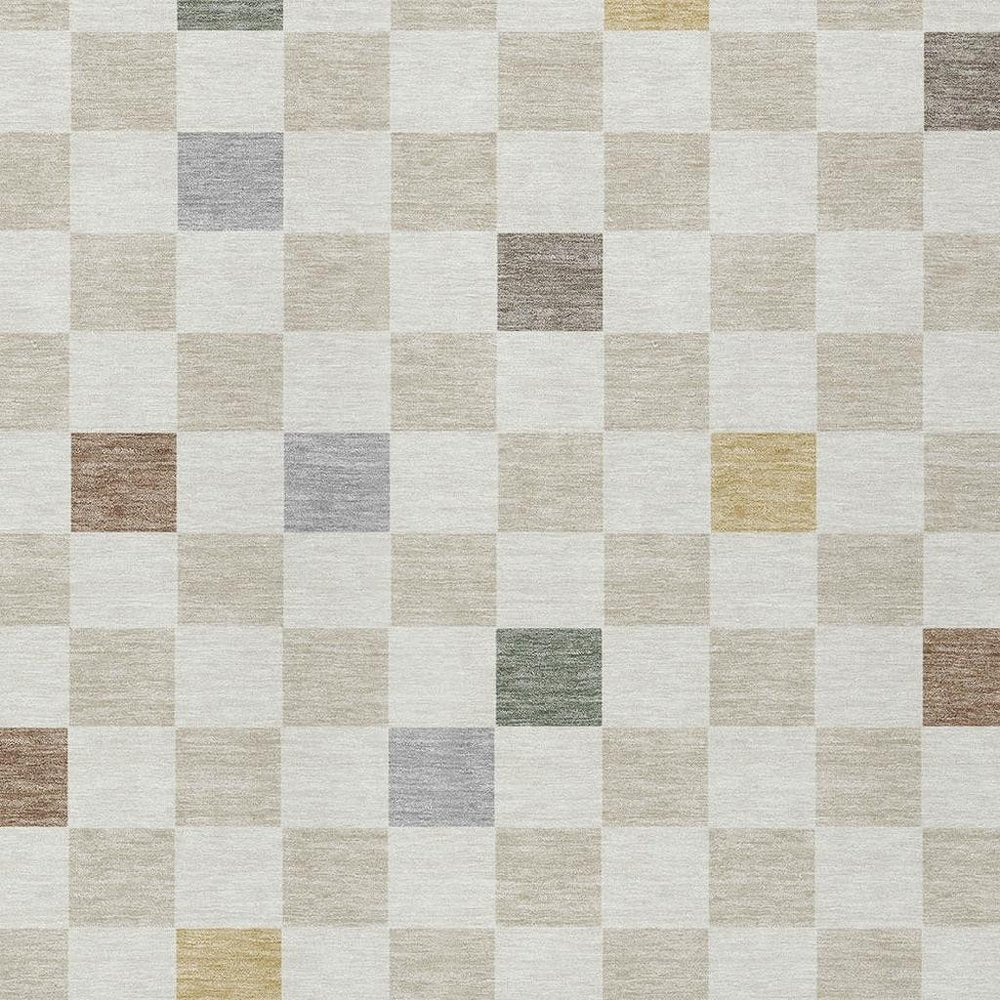 3' X 5' Linen And Black Geometric Washable Indoor Outdoor Area Rug HomeRoots