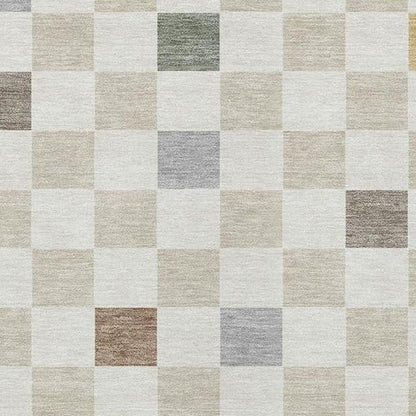 5' X 8' Linen And Black Geometric Washable Indoor Outdoor Area Rug HomeRoots