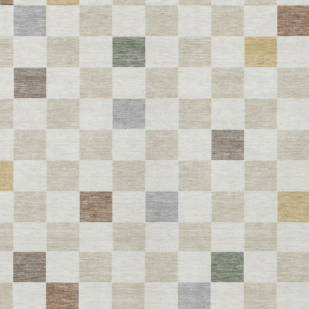 10' X 14' Linen And Black Geometric Washable Indoor Outdoor Area Rug HomeRoots