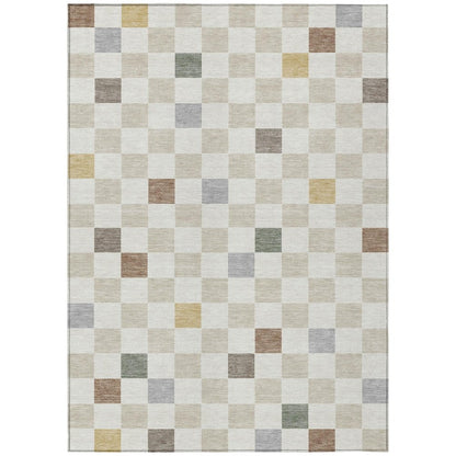 10' X 14' Linen And Black Geometric Washable Indoor Outdoor Area Rug HomeRoots