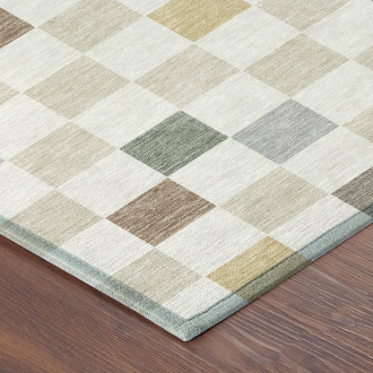 10' X 14' Linen And Black Geometric Washable Indoor Outdoor Area Rug HomeRoots
