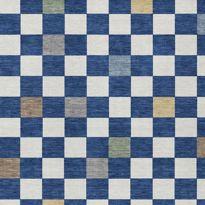 8' X 10' Navy Blue And Gray Geometric Washable Indoor Outdoor Area Rug HomeRoots