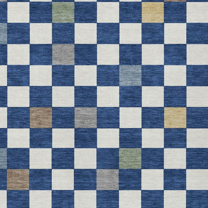 10' X 14' Navy Blue And Gray Geometric Washable Indoor Outdoor Area Rug HomeRoots