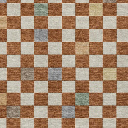 3' X 5' Orange And Gold Geometric Washable Indoor Outdoor Area Rug HomeRoots
