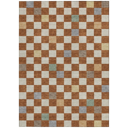 3' X 5' Orange And Gold Geometric Washable Indoor Outdoor Area Rug HomeRoots