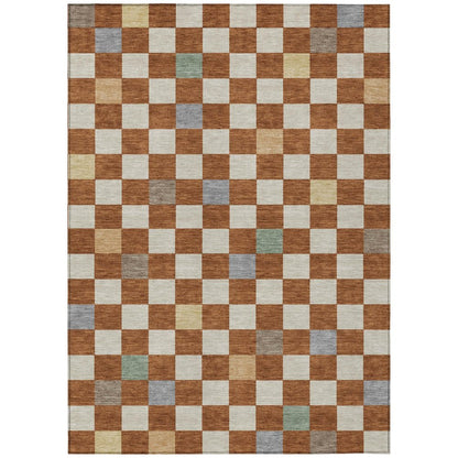3' X 5' Orange And Gold Geometric Washable Indoor Outdoor Area Rug HomeRoots