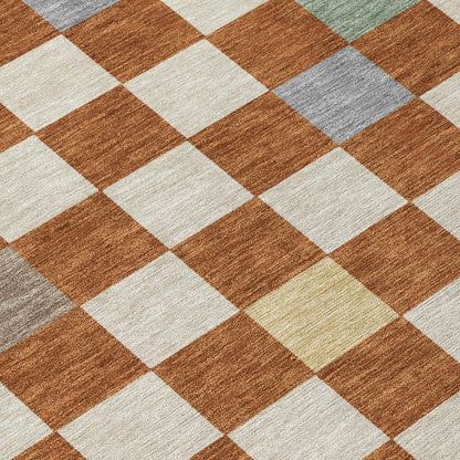 8' X 10' Orange And Gold Geometric Washable Indoor Outdoor Area Rug HomeRoots