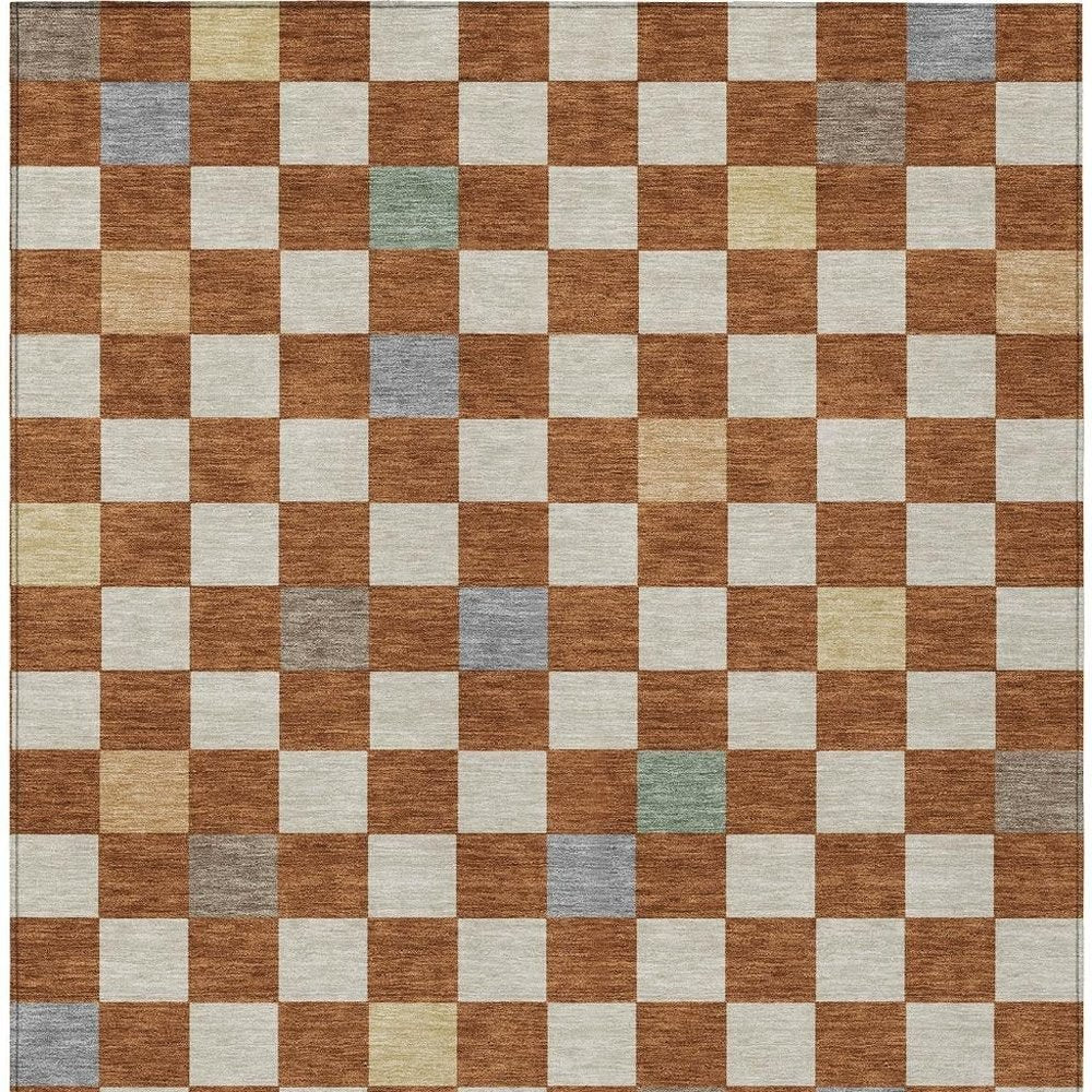 9' X 12' Orange And Gold Geometric Washable Indoor Outdoor Area Rug HomeRoots