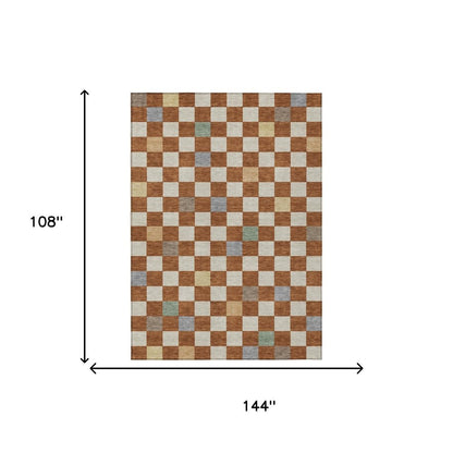 9' X 12' Orange And Gold Geometric Washable Indoor Outdoor Area Rug HomeRoots