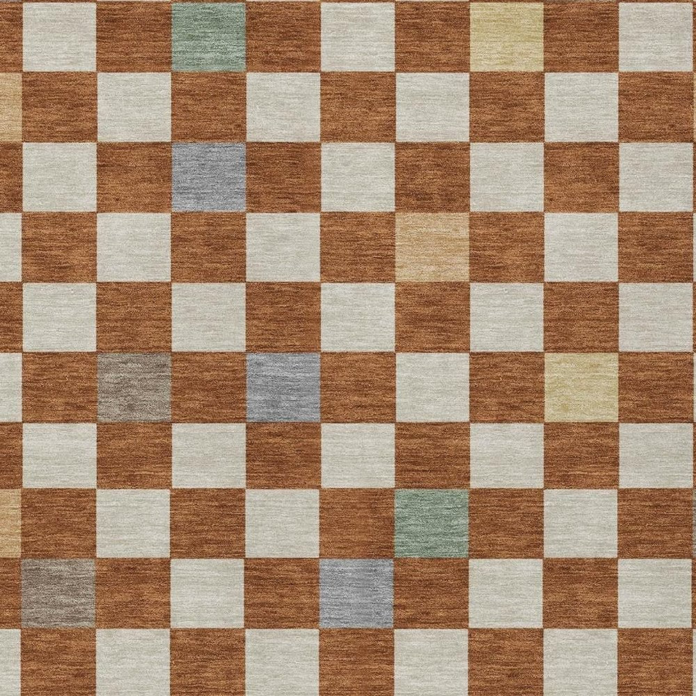 10' X 14' Orange And Gold Geometric Washable Indoor Outdoor Area Rug HomeRoots