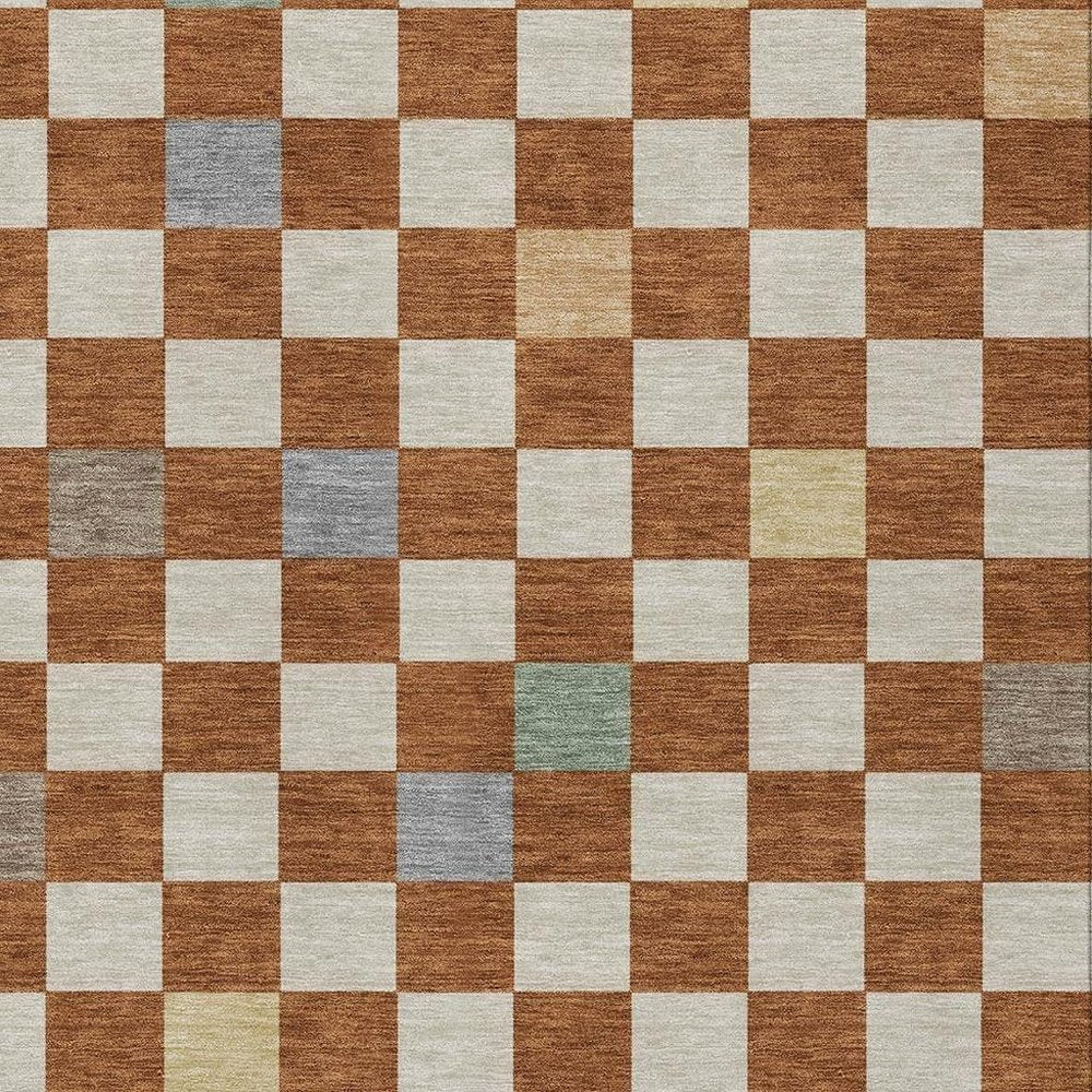 10' X 14' Orange And Gold Geometric Washable Indoor Outdoor Area Rug HomeRoots