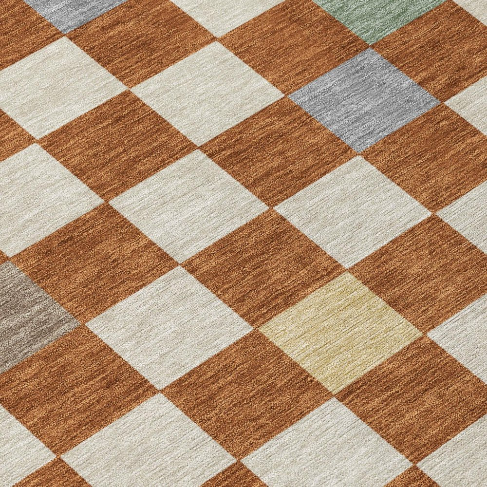 10' X 14' Orange And Gold Geometric Washable Indoor Outdoor Area Rug — view 3