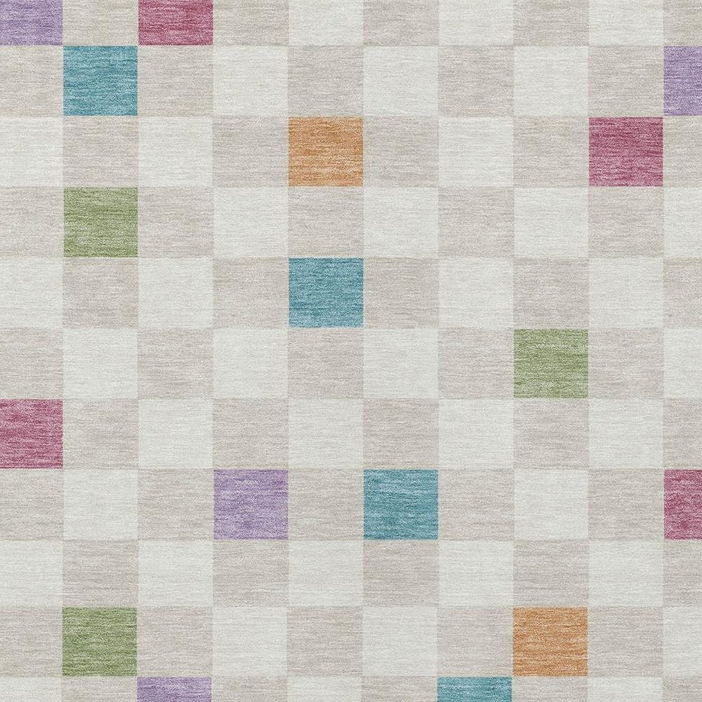 3' X 5' Pearl And Ivory Geometric Washable Indoor Outdoor Area Rug — view 4