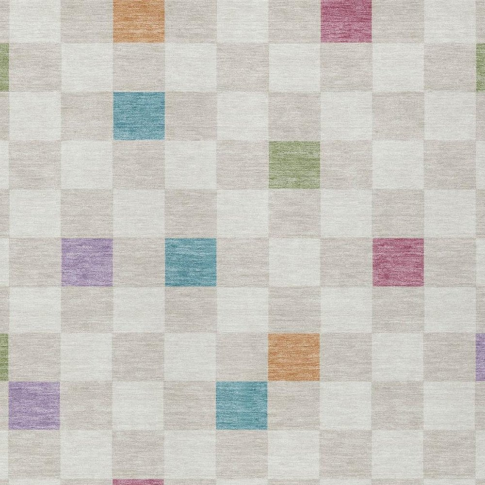 3' X 5' Pearl And Ivory Geometric Washable Indoor Outdoor Area Rug HomeRoots