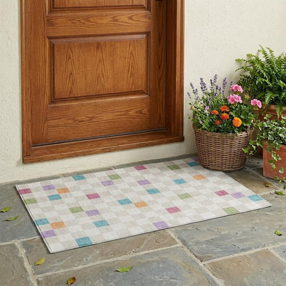 3' X 5' Pearl And Ivory Geometric Washable Indoor Outdoor Area Rug HomeRoots