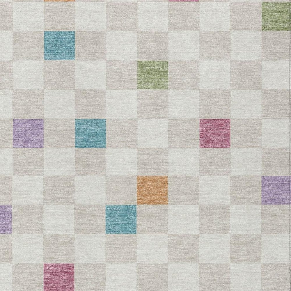 5' X 8' Pearl And Ivory Geometric Washable Indoor Outdoor Area Rug HomeRoots
