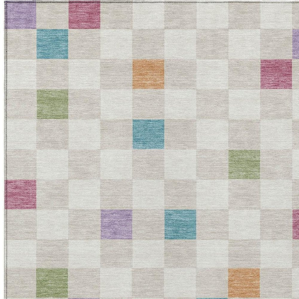 5' X 8' Pearl And Ivory Geometric Washable Indoor Outdoor Area Rug — view 8
