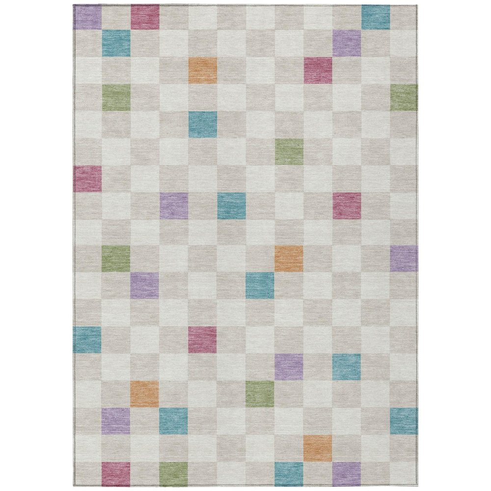 5' X 8' Pearl And Ivory Geometric Washable Indoor Outdoor Area Rug HomeRoots